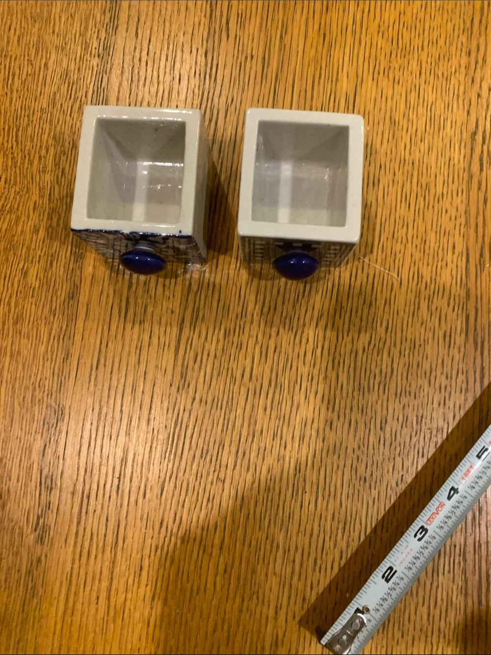 Source Unknown Ceramic Square Planter Pair in Gray and Blue
